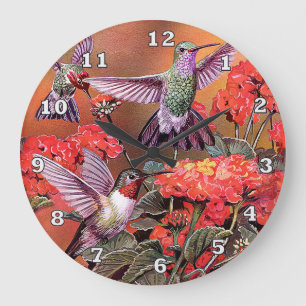Hummingbirds Round (Large) Wall Clock