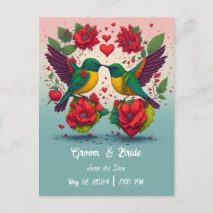Hummingbirds Save The Date Announcement Postcard