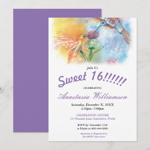 HUMMINGBIRDS SWEET 16! PARTY INVITATION