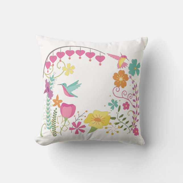 Hummingbirds Throw Pillow (Front)