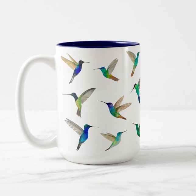 Hummingbirds Two-Tone Coffee Mug (Left)
