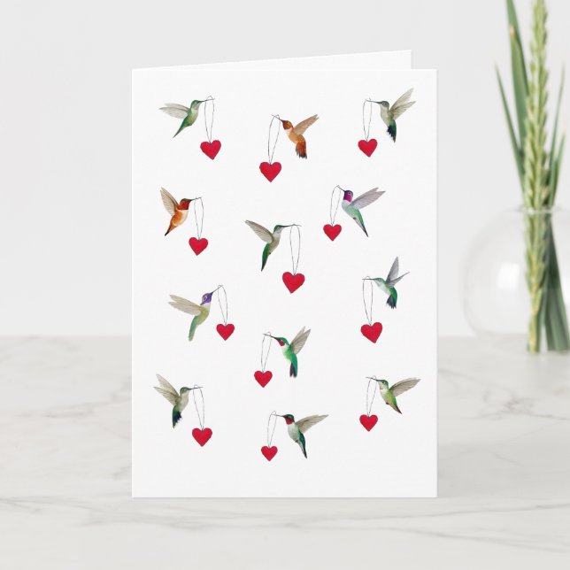 Hummingbirds Valentine's Day Card (Front)