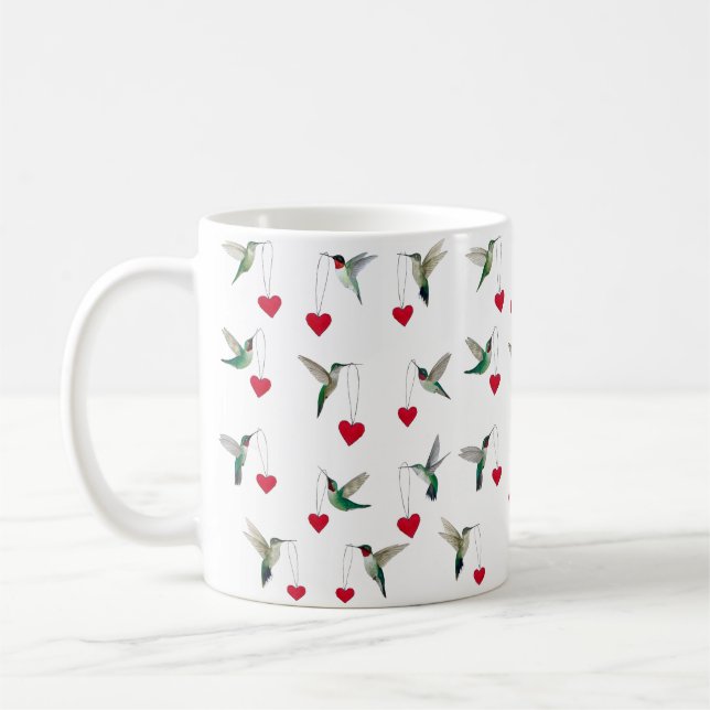 Hummingbirds Valentine's Day Coffee Mug (Left)