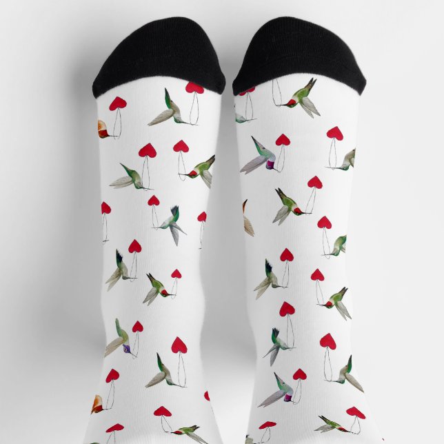 Hummingbirds Valentine's Day Socks (Top)