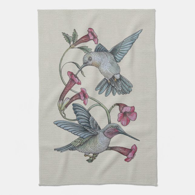 Hummingbirds & Vine Kitchen Towel (Vertical)