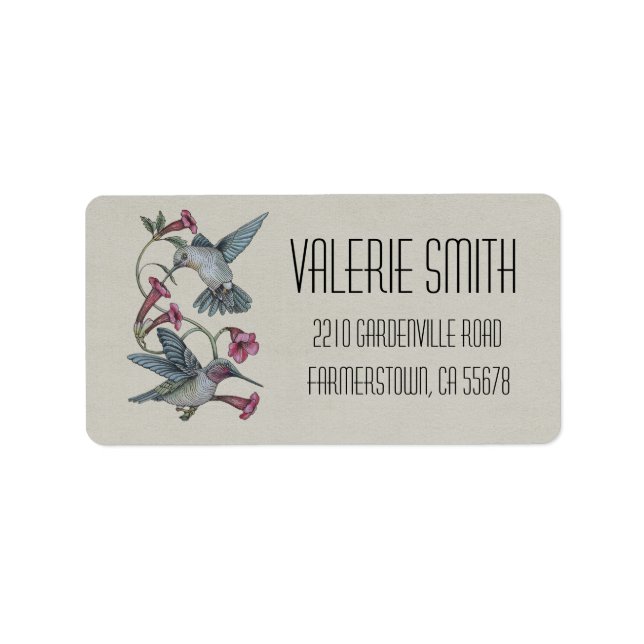 Hummingbirds & Vine Label (Front)