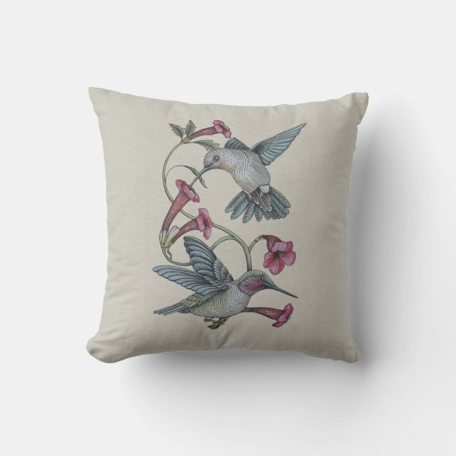 Hummingbirds & Vine Throw Pillow (Front)