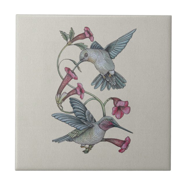 Hummingbirds & Vine Tile (Front)