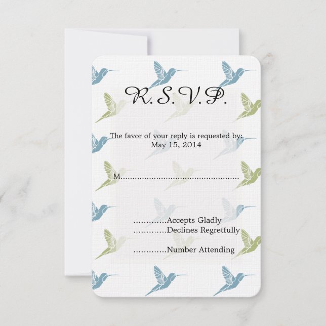Hummingbirds Wedding RSVP (Front)