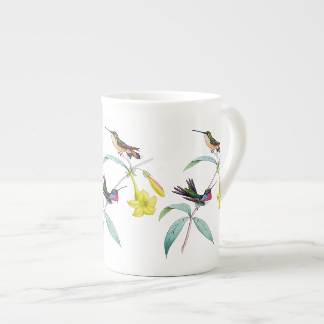 Hummingbirds Wildflower Botanical Bone China Mug (Front Right)