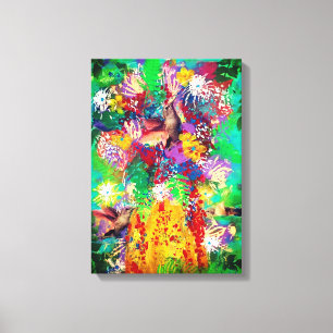 Hummingbirds with Floral Collage Canvas Print