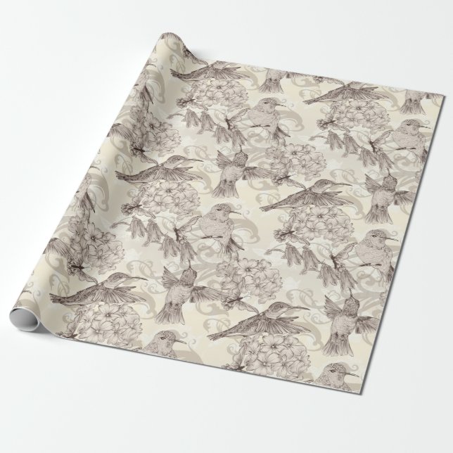 Hummingbirds Wrapping Paper (Unrolled)