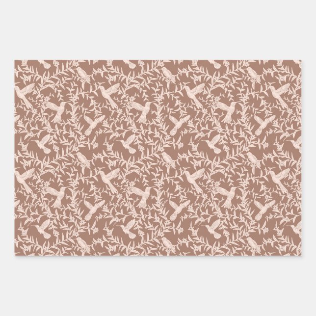 Hummingbirds Wrapping Paper Flat Sheet Set of 3 (Front)