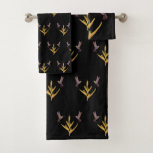 Hummingbirds Yellow Flower Bath Towel Set