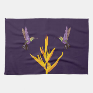 Hummingbirds Yellow Flower Kitchen Towel