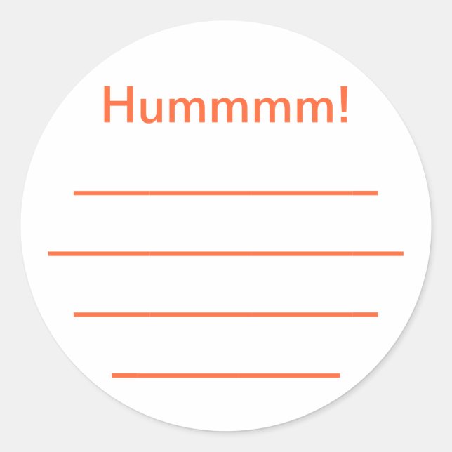 "Hummmm" orange jam label (Front)