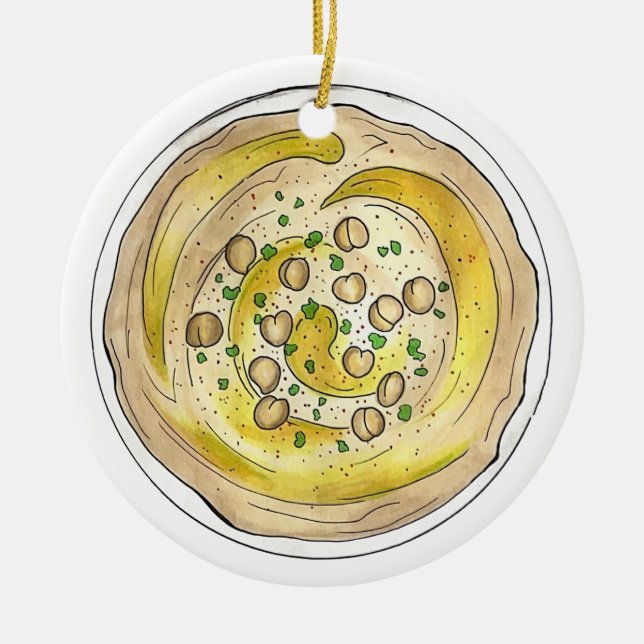 Hummus Houmous Mediterranean Middle Eastern Food Ceramic Ornament (Front)