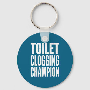 Humor Clogging Bathroom Toilet Champion Joke Smile Keychain