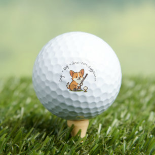 Humor 'Corgi + Golf = Fore-ever Happiness' Fun Joy Golf Balls