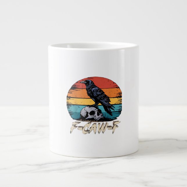 Humor F-Caw-F Gothic Funny Crow Essential Retro St Large Coffee Mug (Front)