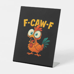 Humor Funny Crow F-Caw-F Gothic Pedestal Sign