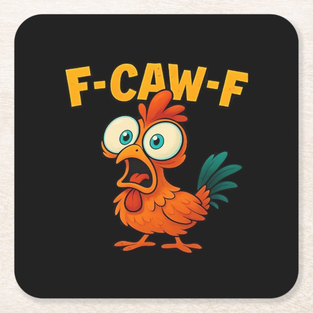 Humor Funny Crow F-Caw-F Gothic Square Paper Coaster (Front)
