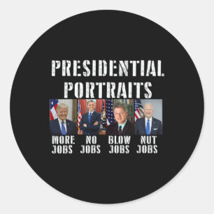 Humor Presidential Portraits Trump Obama Biden Cli Classic Round Sticker