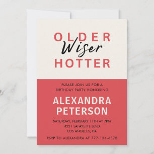 Humor Red Older Wiser Hotter 96th birthday Invitation