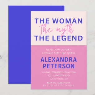 Humor Woman Myth Pink Purple 99th birthday Invitation