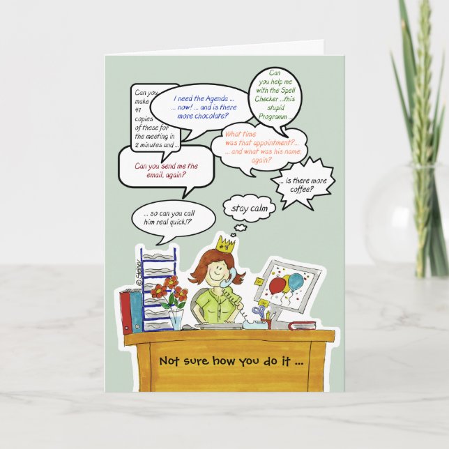 Humorous Administrative Professionals Day /Secreta Thank You Card (Front)