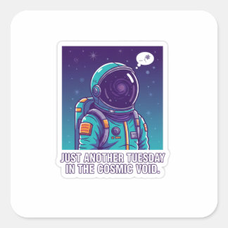Humorous Astronaut in Cosmic Void | Funny Space  Square Sticker