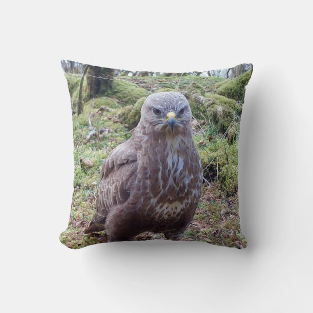 Humorous Buzzard With Attitude Angry Bird Portrait Throw Pillow (Front)
