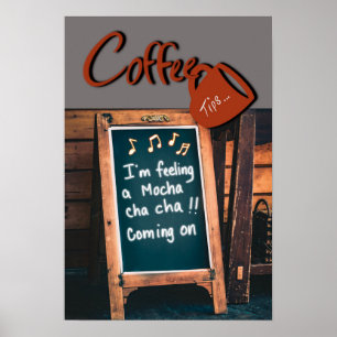 Humorous chalkboard quote red coffee mug kitchen  poster