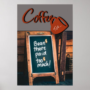 Humorous chalkboard quote red coffee mug kitchen poster