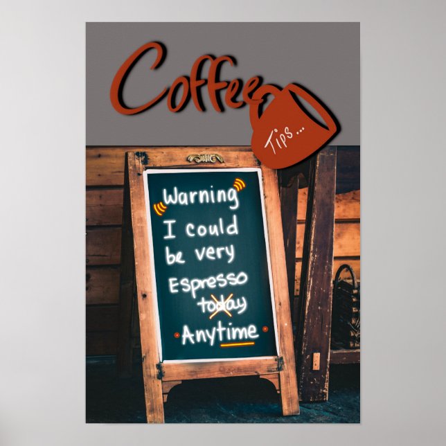 Humorous chalkboard quote red coffee mug kitchen poster (Front)