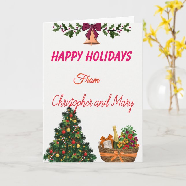 Humorous Christmas Holiday Flat Holiday Card (Yellow Flower)