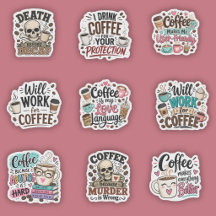 Humorous Coffee Sticker Collection