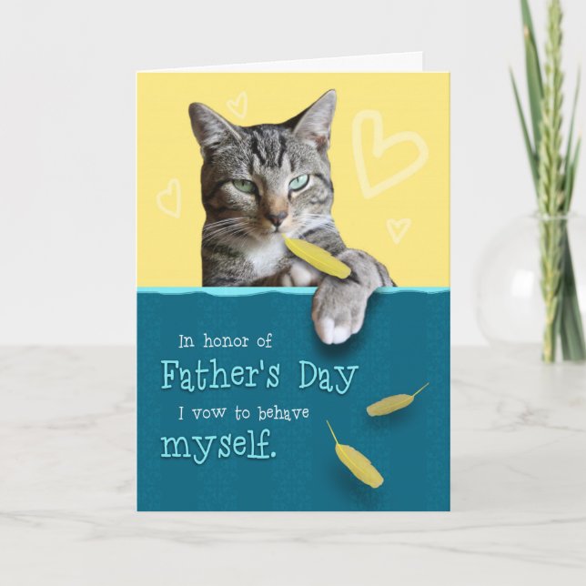 Humorous Father's Day Card with Naughty Cat (Front)