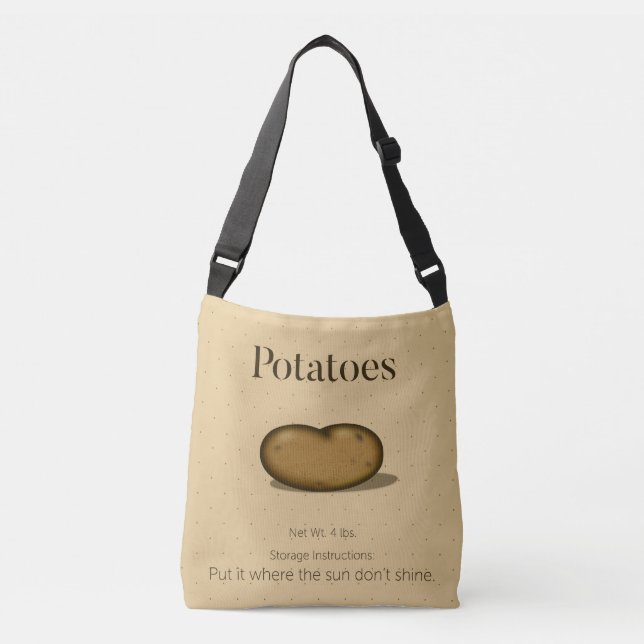 Humorous Food Storage Instructions Potato Sack Crossbody Bag (Front)