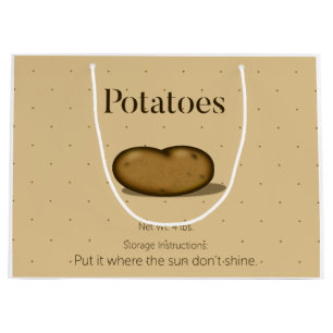 Humorous Food Storage Instructions Potato Sack Large Gift Bag