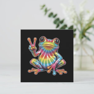 Humorous Frog Lover Tie-Dye Frog Peace Sign Hippie Invitation