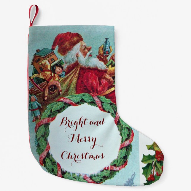 HUMOROUS FUNNY SANTA XMAS CROWN SMALL CHRISTMAS STOCKING (Front)