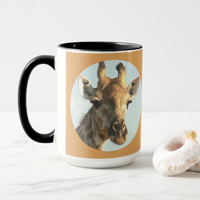 HUMOROUS GIRAFFE MUG, "ARE THE LASHES TOO MUCH?" MUG (With Donut)