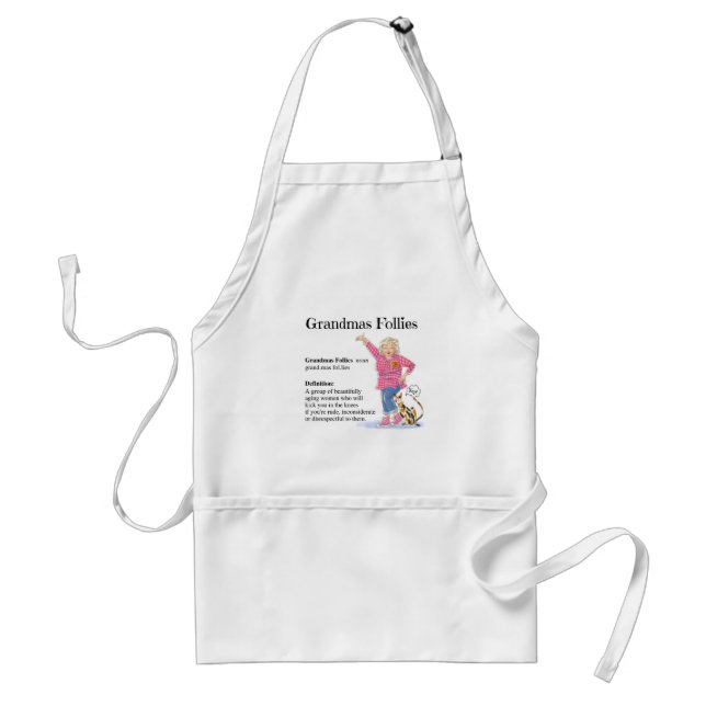 Humorous Grandmas Follies apron (Front)