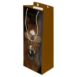 Humorous Horse Foal Smoking Cigar Wine Gift Bag