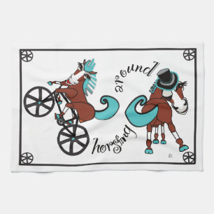 humorous horses kitchen towel