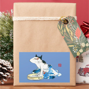 Humorous Japanese Cat Bathing II Sticker