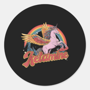 Humorous Ketamine Horse Emergency Funny Mental Hea Classic Round Sticker