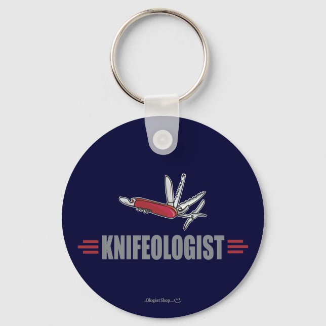 Humorous Knife Collector Keychain (Front)