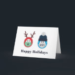 Humorous Masked Christmas and Hanukkah Holiday Card<br><div class="desc">Send some humor with this funny Christmas and Hanukkah themed holiday card. The design features a masked reindeer and character wearing a Star of David print winter hat and an "oy!" mask. Message,  name and year are customizable. What could be more perfect for the holidays in 2020.</div>